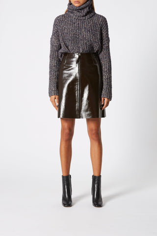 LEATHER A LINE SKIRT