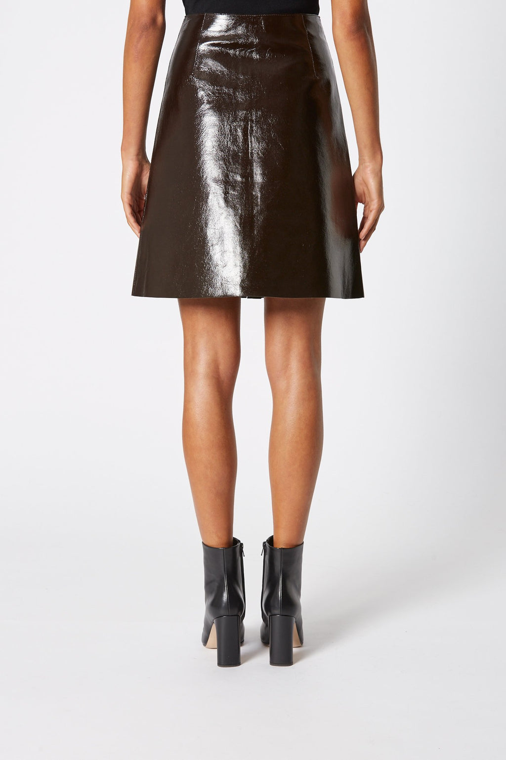 LEATHER A LINE SKIRT