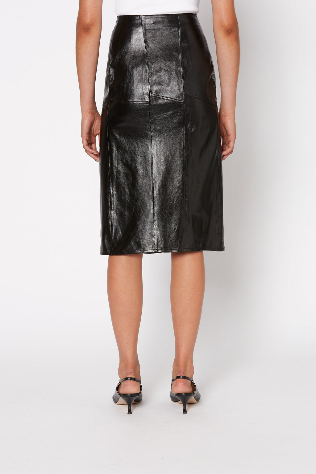 STRETCH LEATHER PENCIL SKIRT