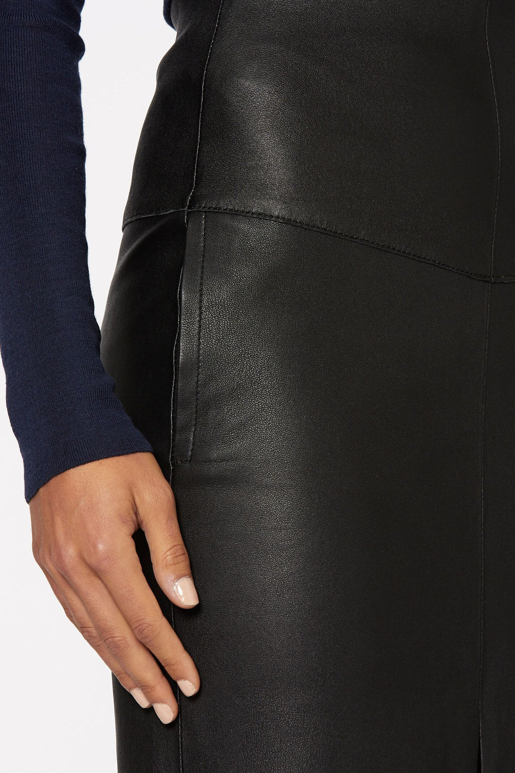 STRETCH LEATHER PENCIL SKIRT