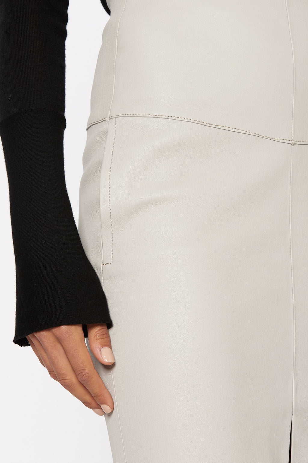 STRETCH LEATHER PENCIL SKIRT