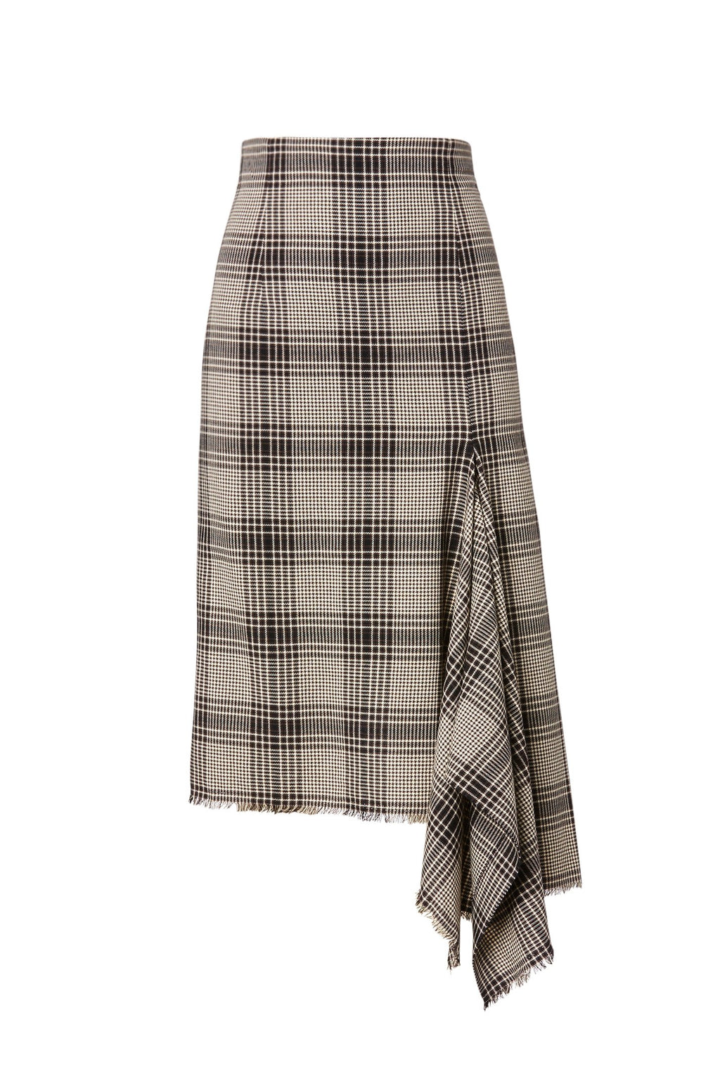PLAID DRAPED HEM SKIRT
