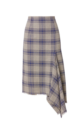 PLAID DRAPED HEM SKIRT