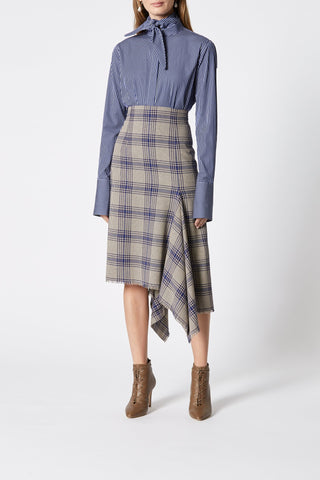 PLAID DRAPED HEM SKIRT