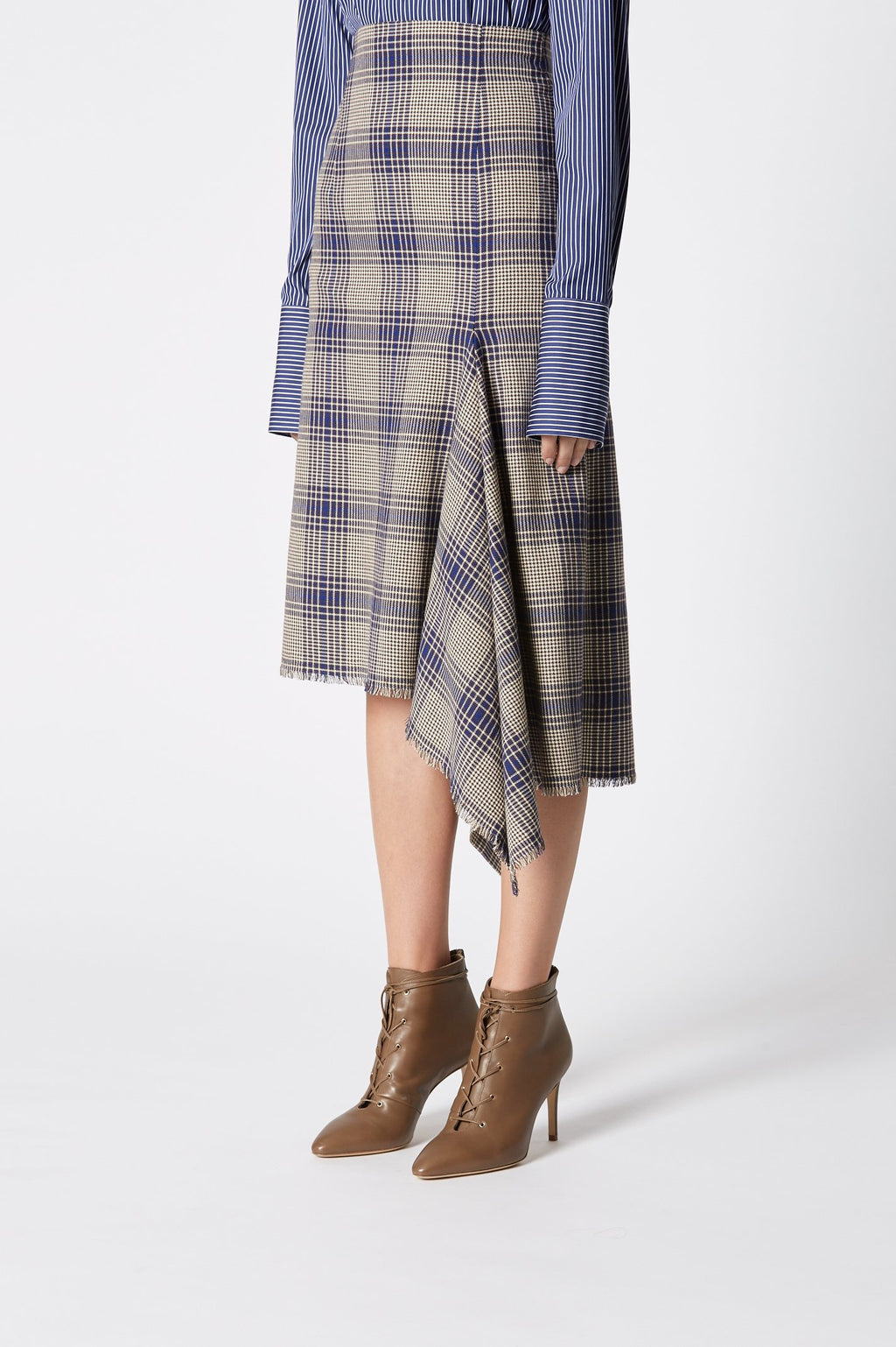 PLAID DRAPED HEM SKIRT