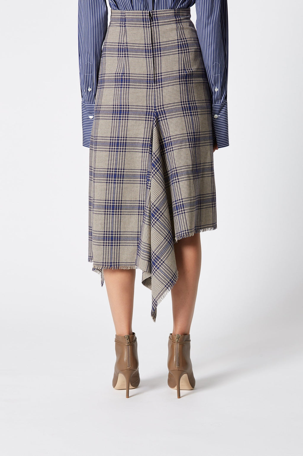PLAID DRAPED HEM SKIRT
