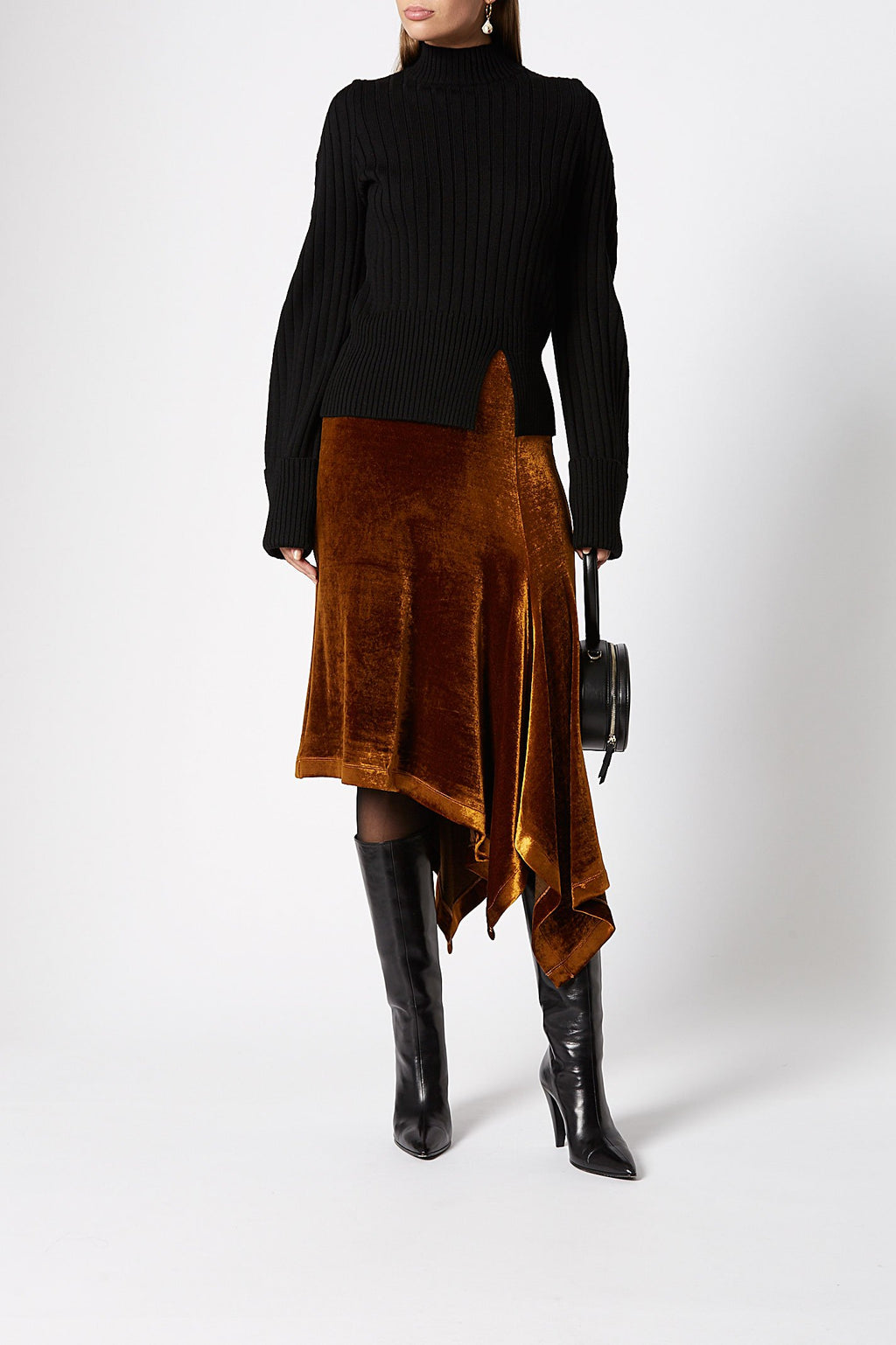 VELOUR DRAPED SKIRT