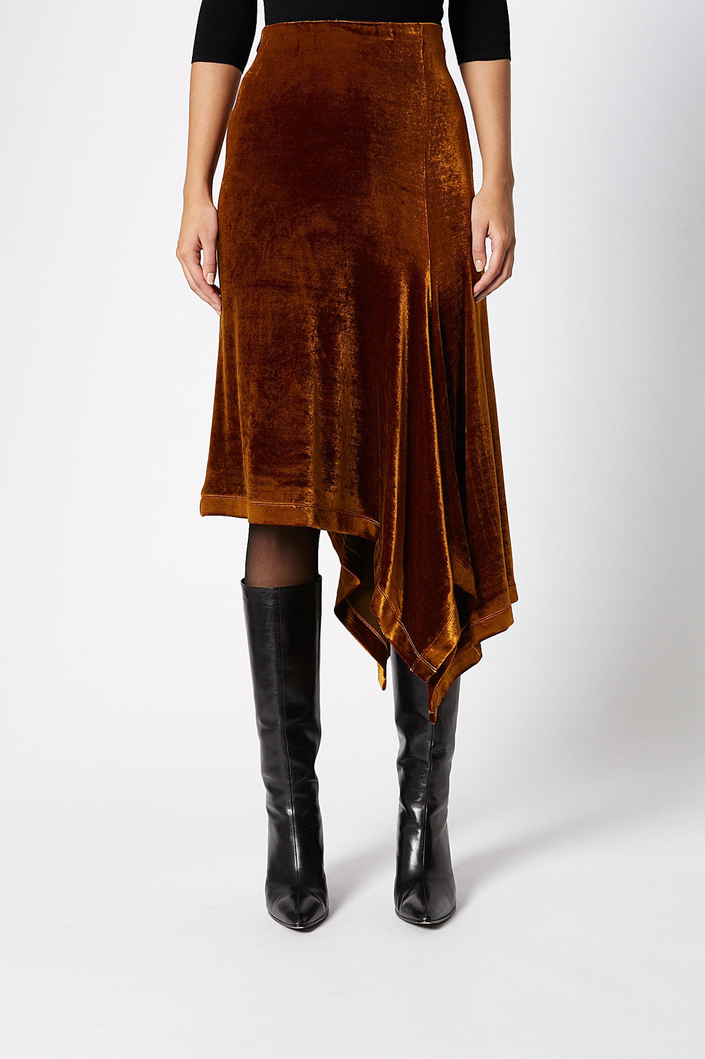 VELOUR DRAPED SKIRT