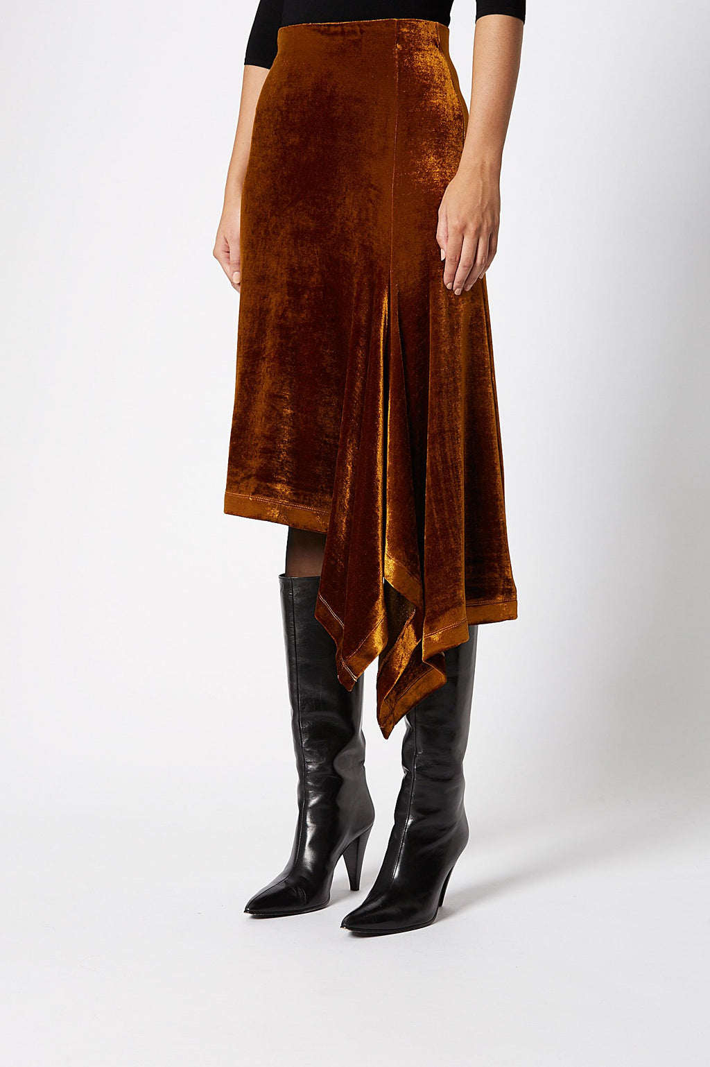 VELOUR DRAPED SKIRT