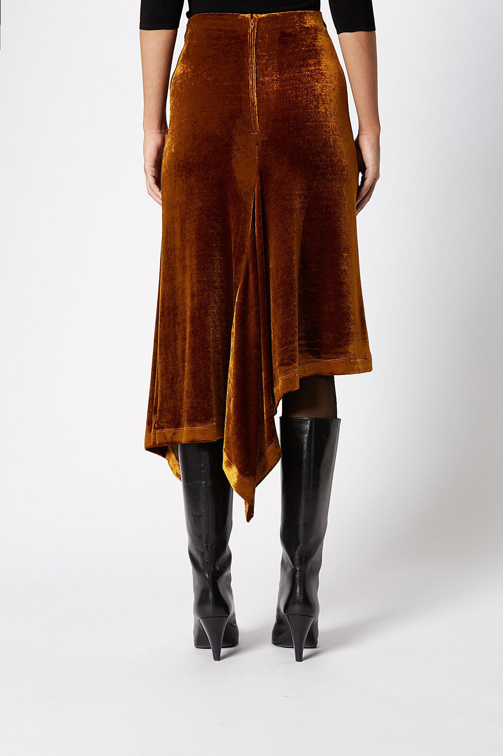 VELOUR DRAPED SKIRT