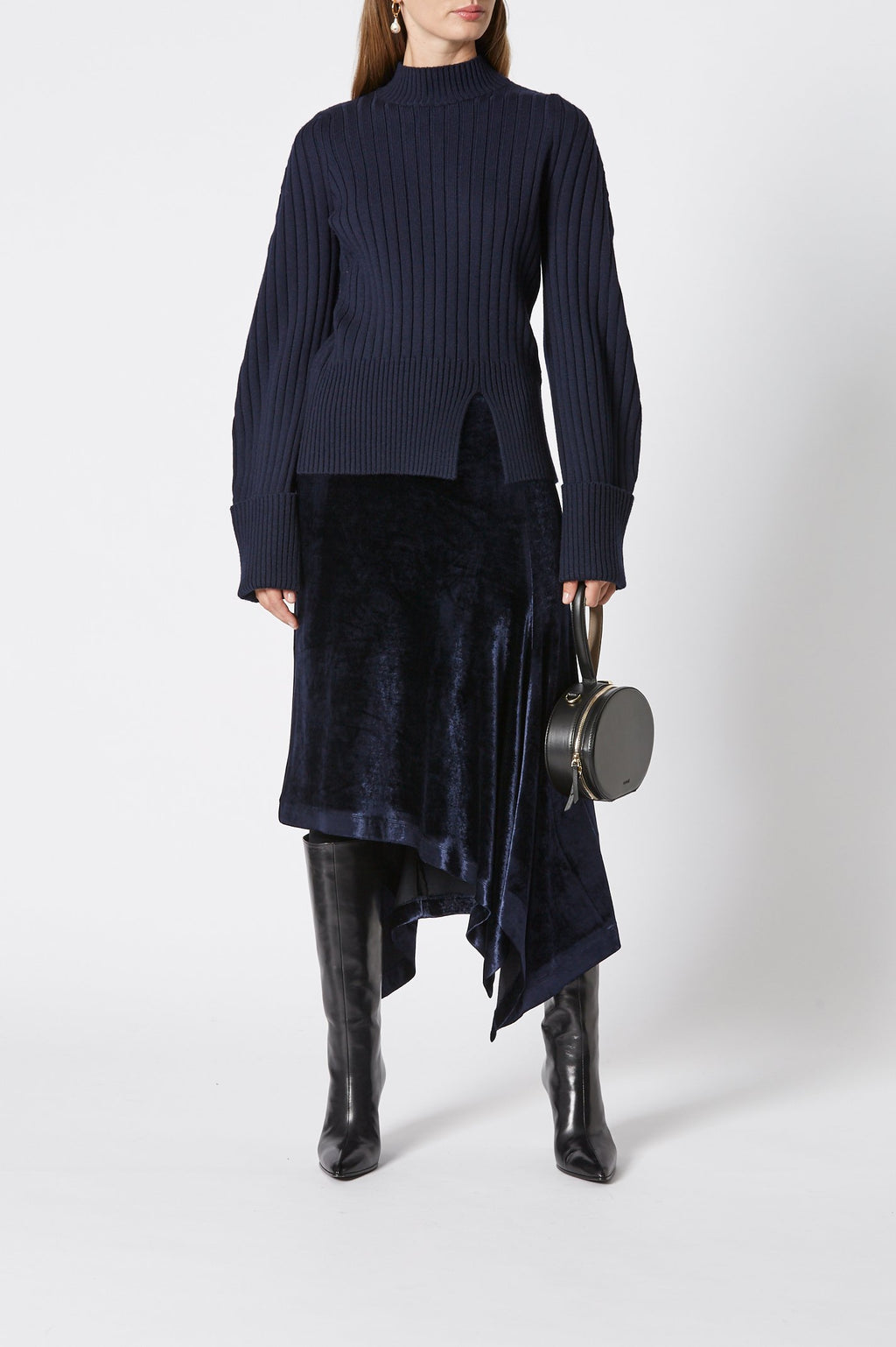 VELOUR DRAPED SKIRT