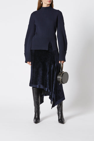 VELOUR DRAPED SKIRT