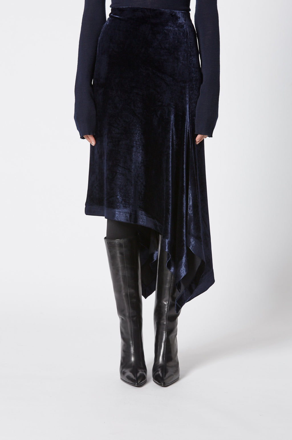 VELOUR DRAPED SKIRT