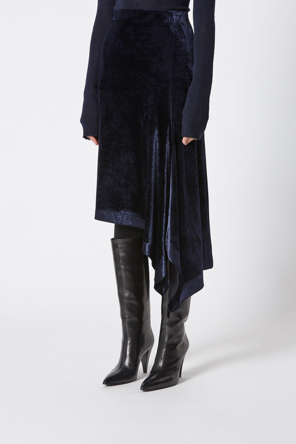 VELOUR DRAPED SKIRT