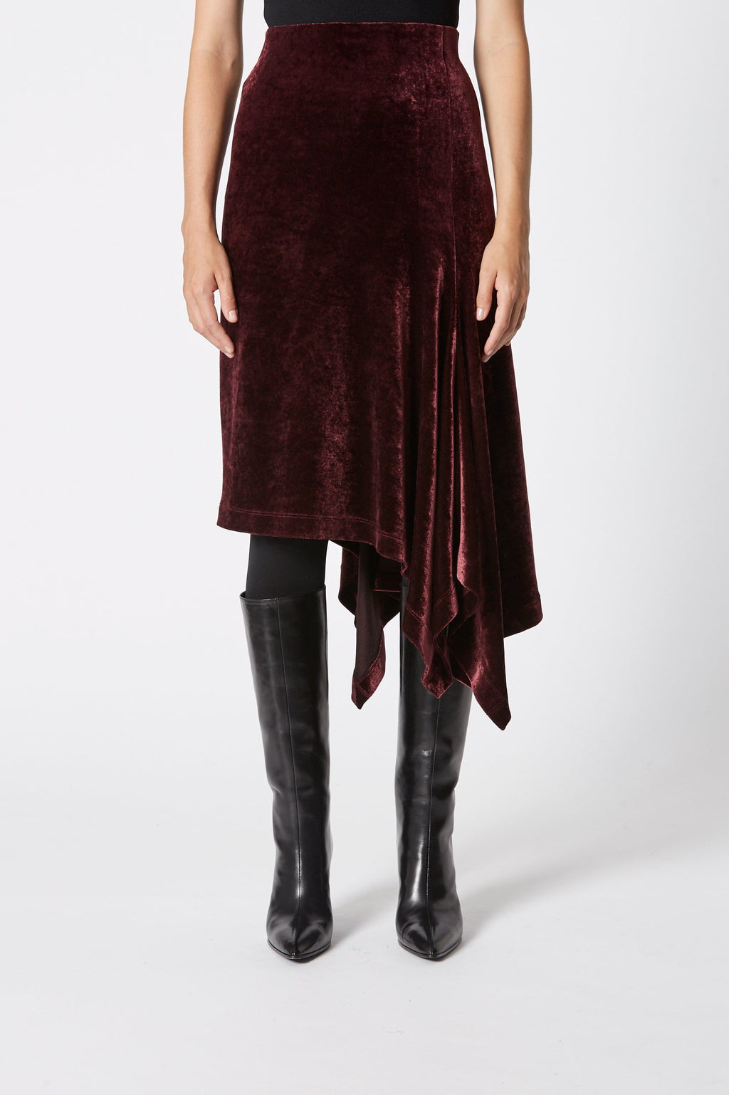 VELOUR DRAPED SKIRT