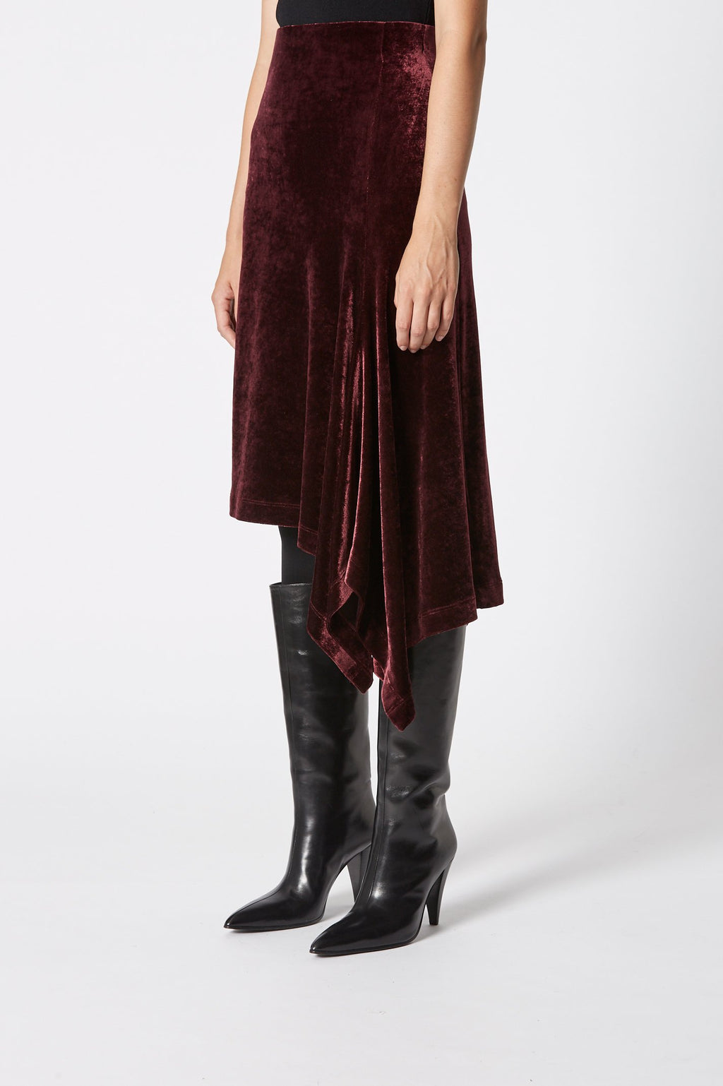 VELOUR DRAPED SKIRT