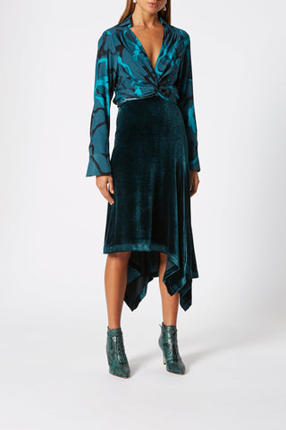 VELOUR DRAPED SKIRT