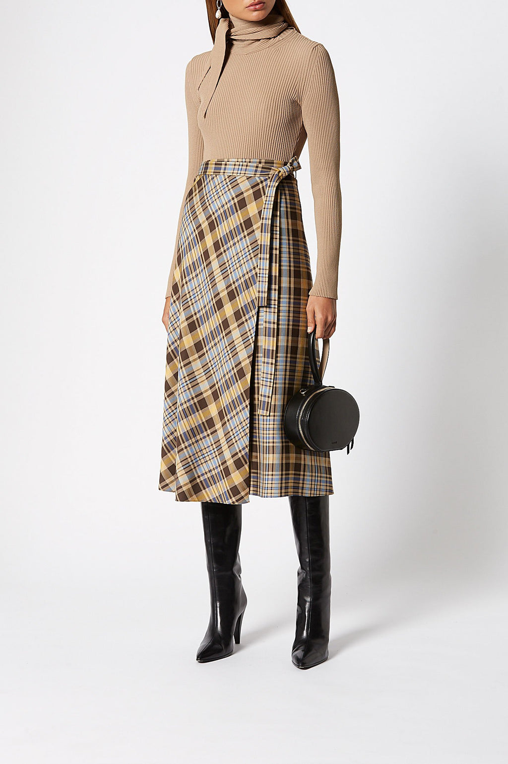 PLAID WRAP SKIRT