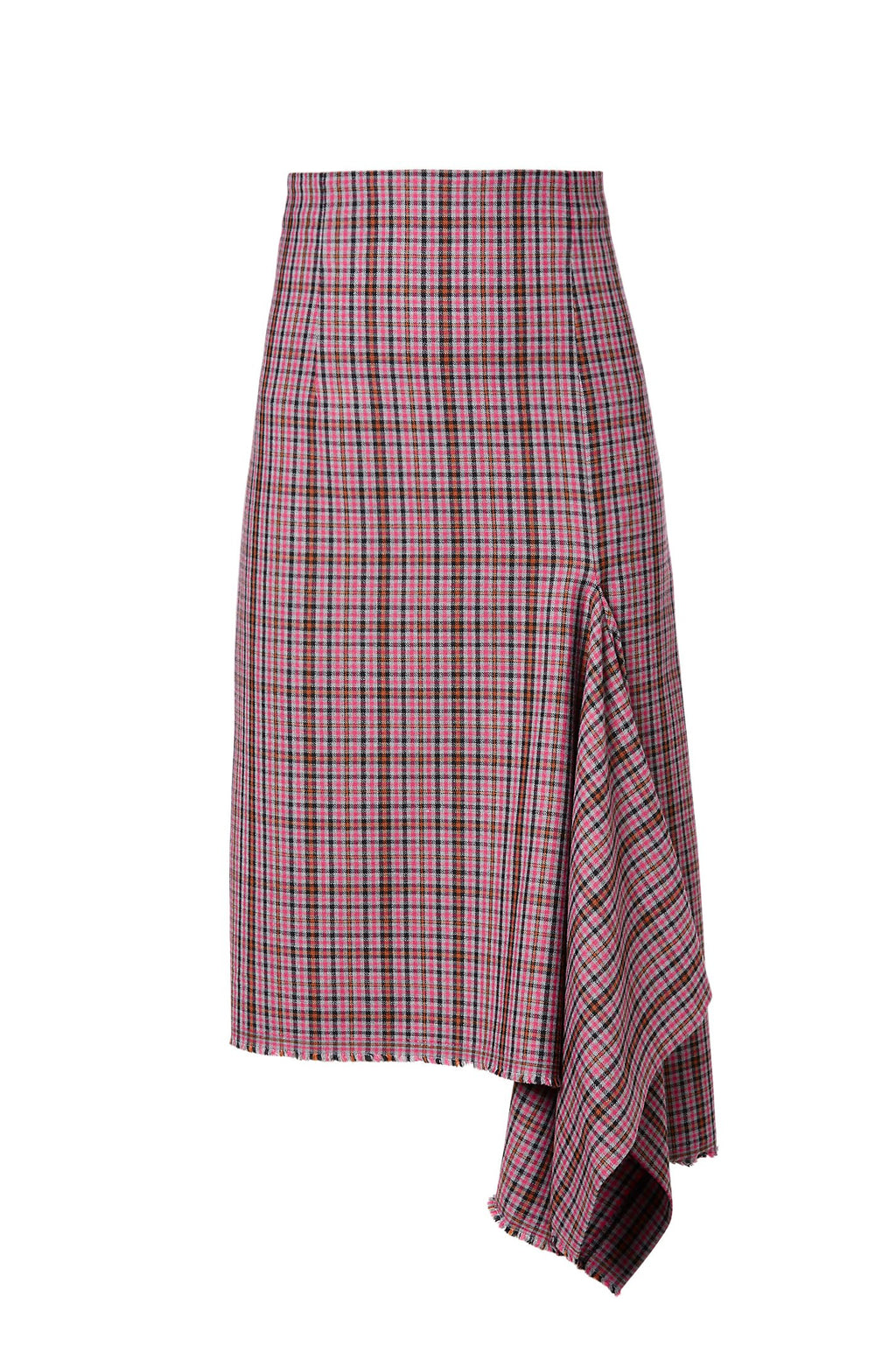 PLAID DRAPE HEM SKIRT B