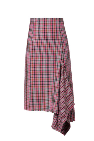 PLAID DRAPE HEM SKIRT B