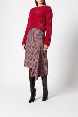 PLAID DRAPE HEM SKIRT B