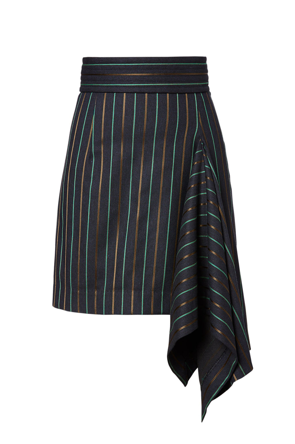 STRIPE DRAPE HEM SKIRT