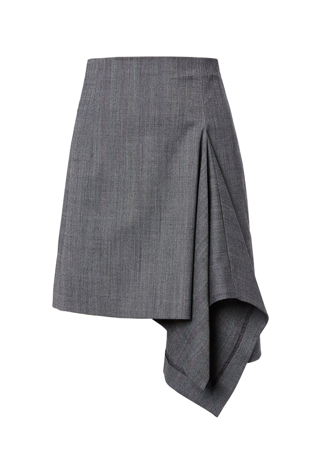 HERRINGBONE DRAPE HEM SKIRT