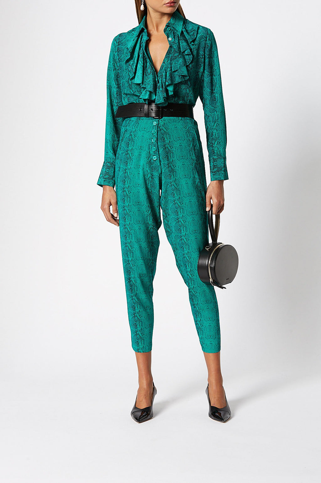 SILK REPTILE PRINT TROUSER