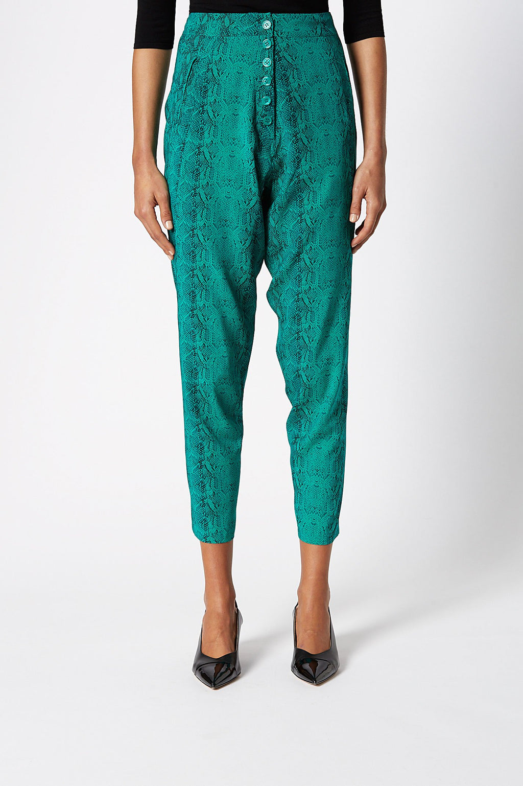SILK REPTILE PRINT TROUSER