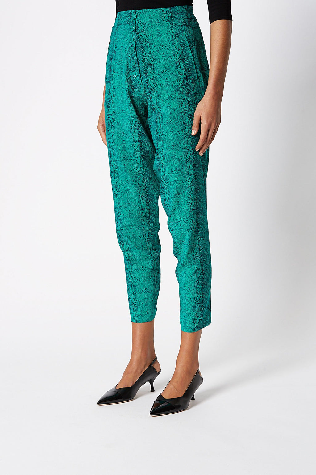 SILK REPTILE PRINT TROUSER