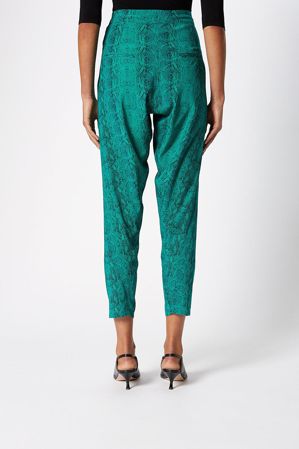 SILK REPTILE PRINT TROUSER