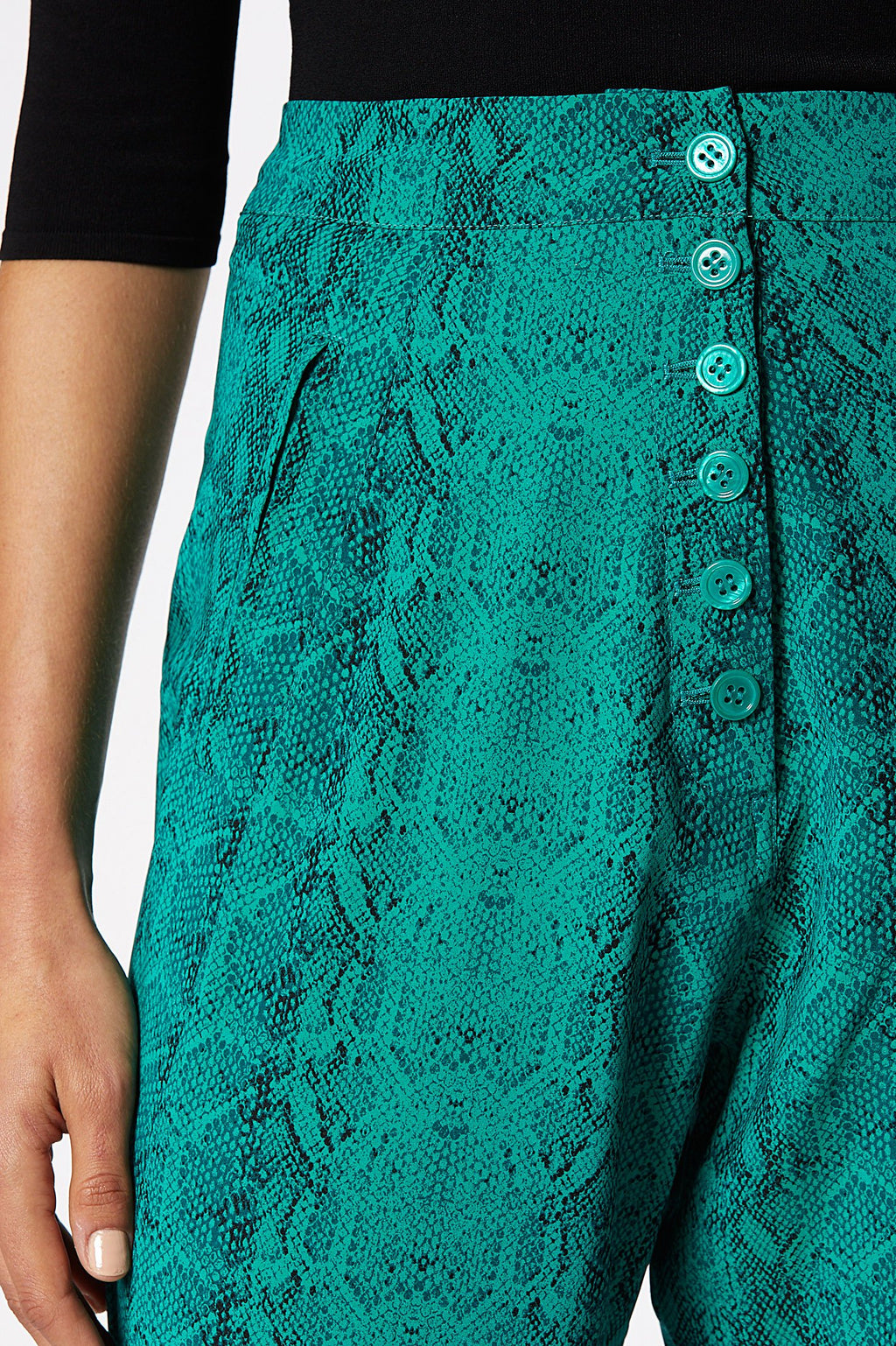 SILK REPTILE PRINT TROUSER