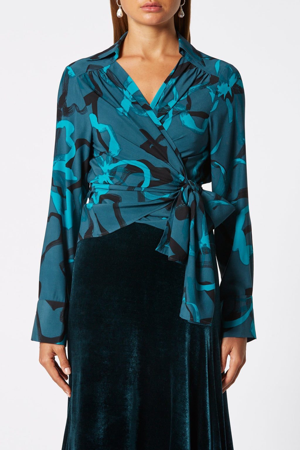 SILK BRUSHED FLORAL BLOUSE