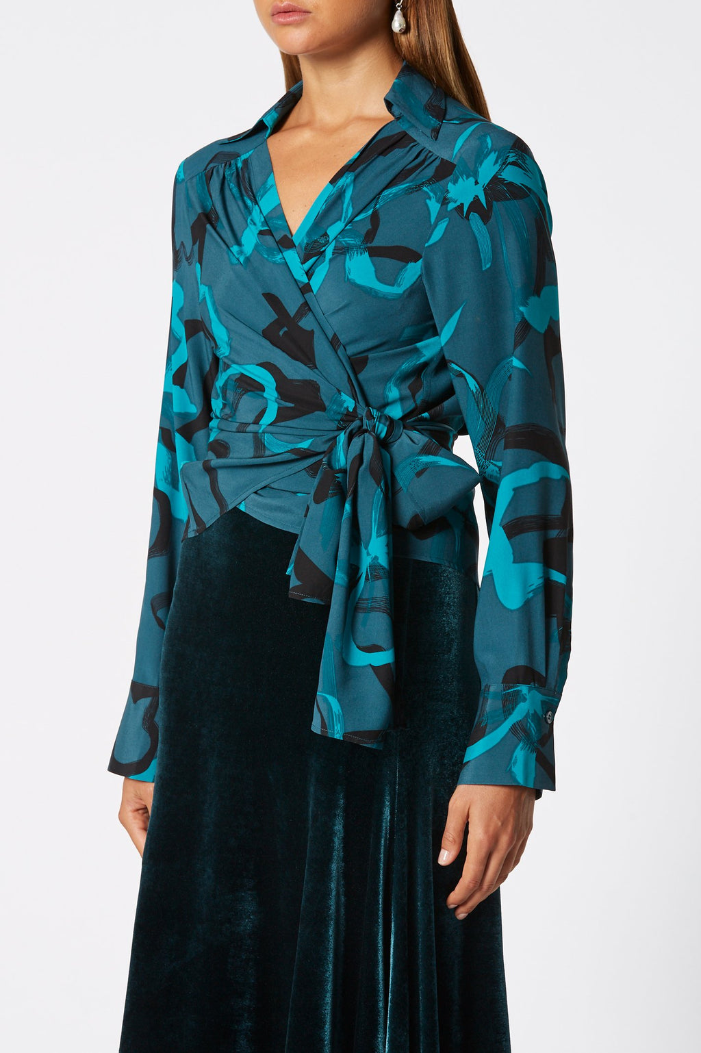 SILK BRUSHED FLORAL BLOUSE