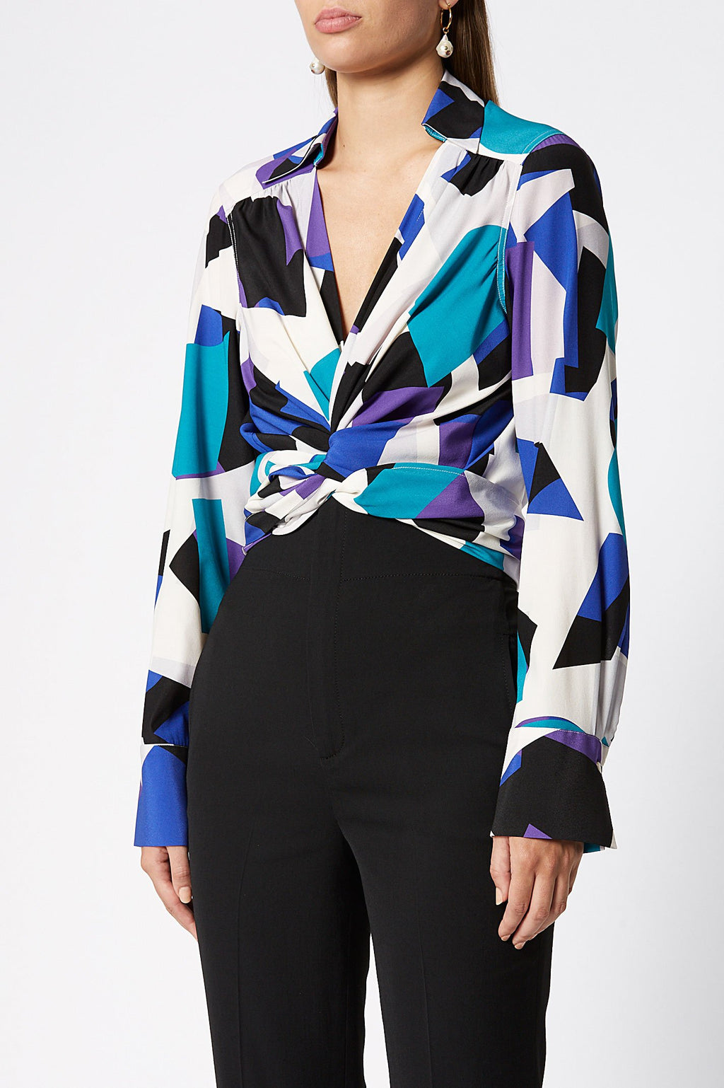 SILK BLOCK PRINT BLOUSE