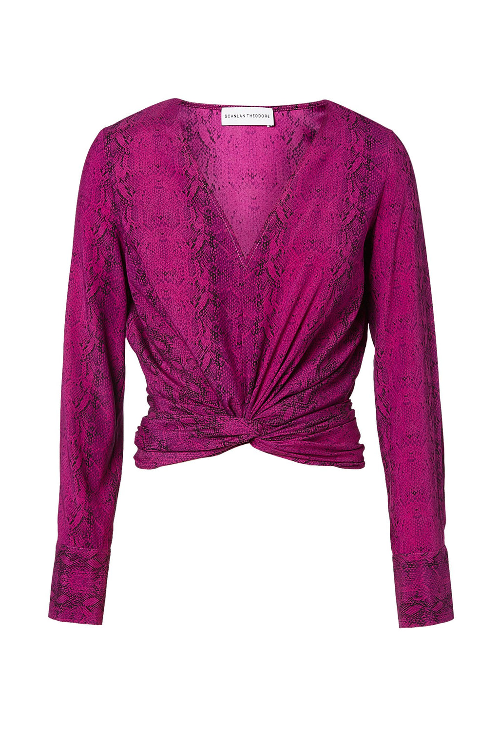SILK REPTILE PRNT TWIST BLOUSE