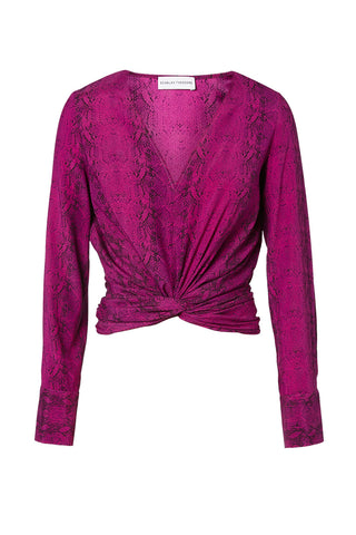 SILK REPTILE PRNT TWIST BLOUSE