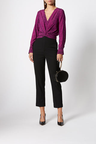 SILK REPTILE PRNT TWIST BLOUSE