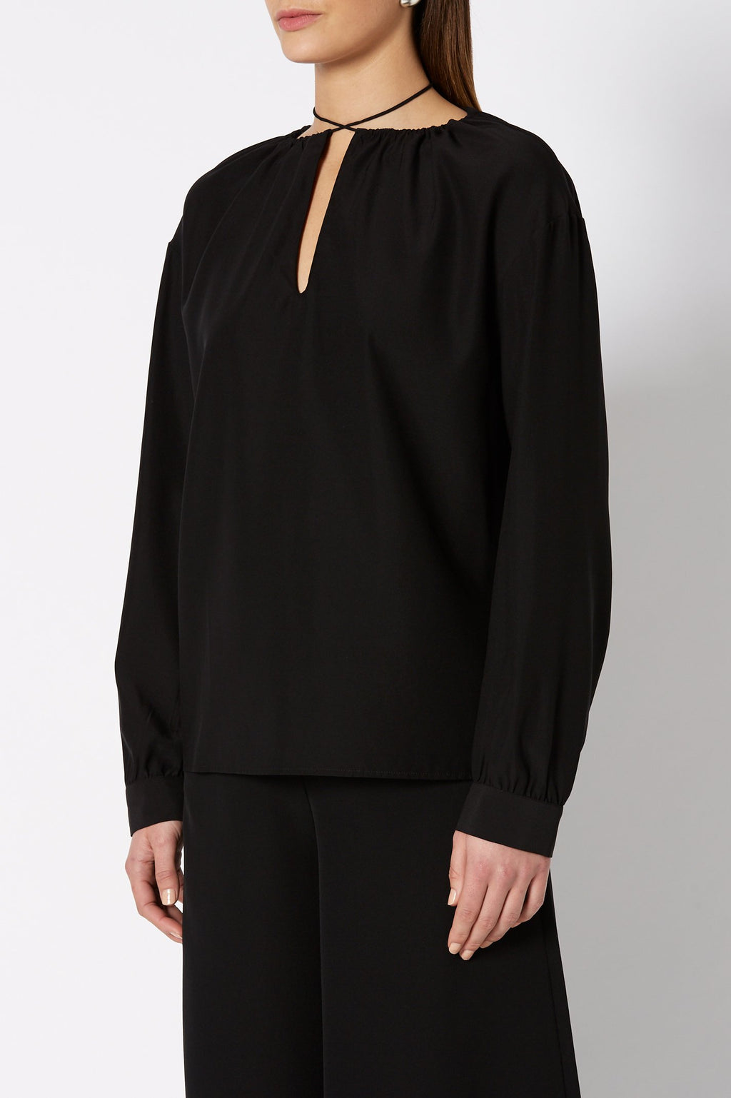 SILK GATHER NECK BLOUSE