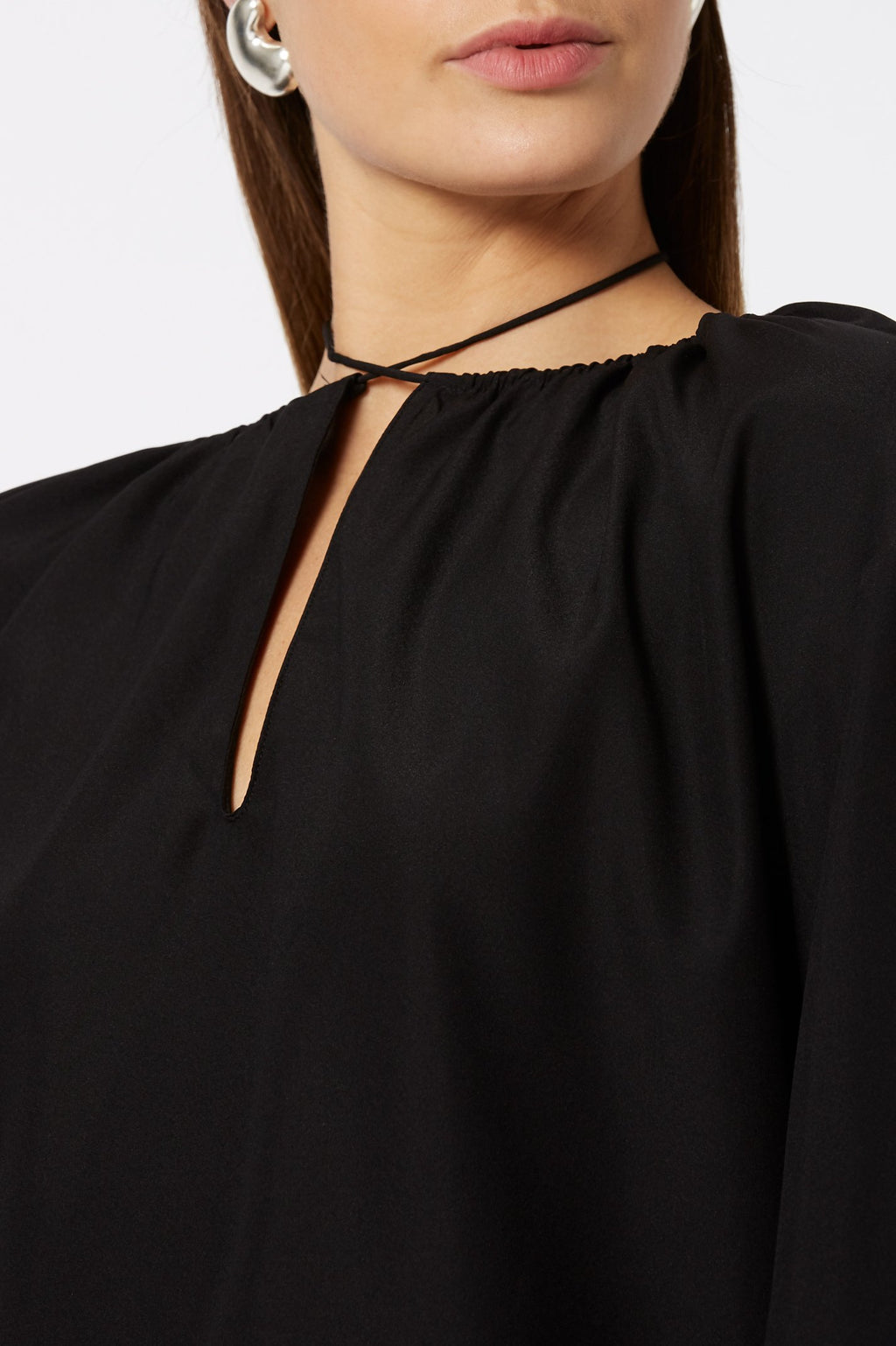 SILK GATHER NECK BLOUSE