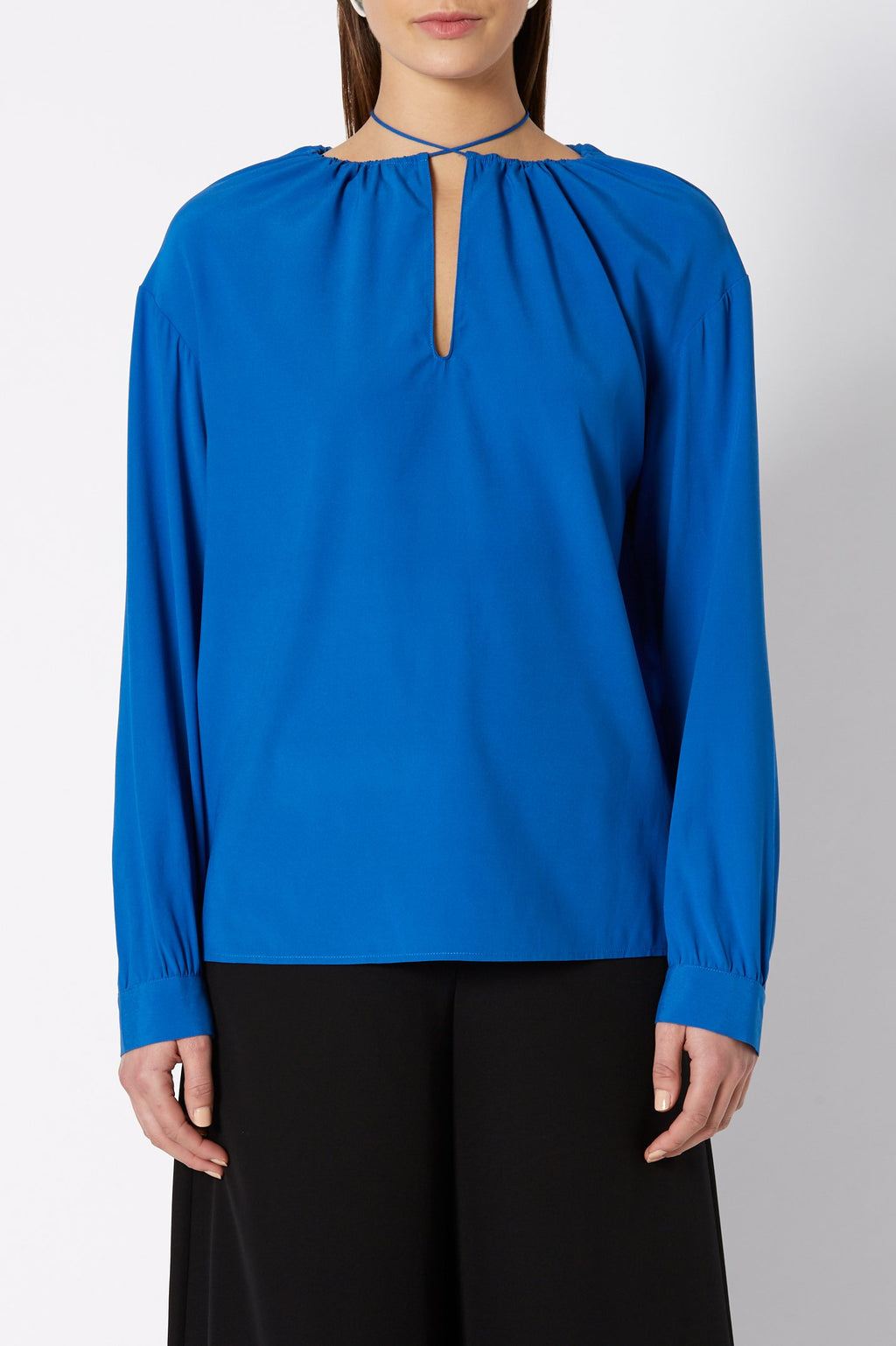 SILK GATHER NECK BLOUSE