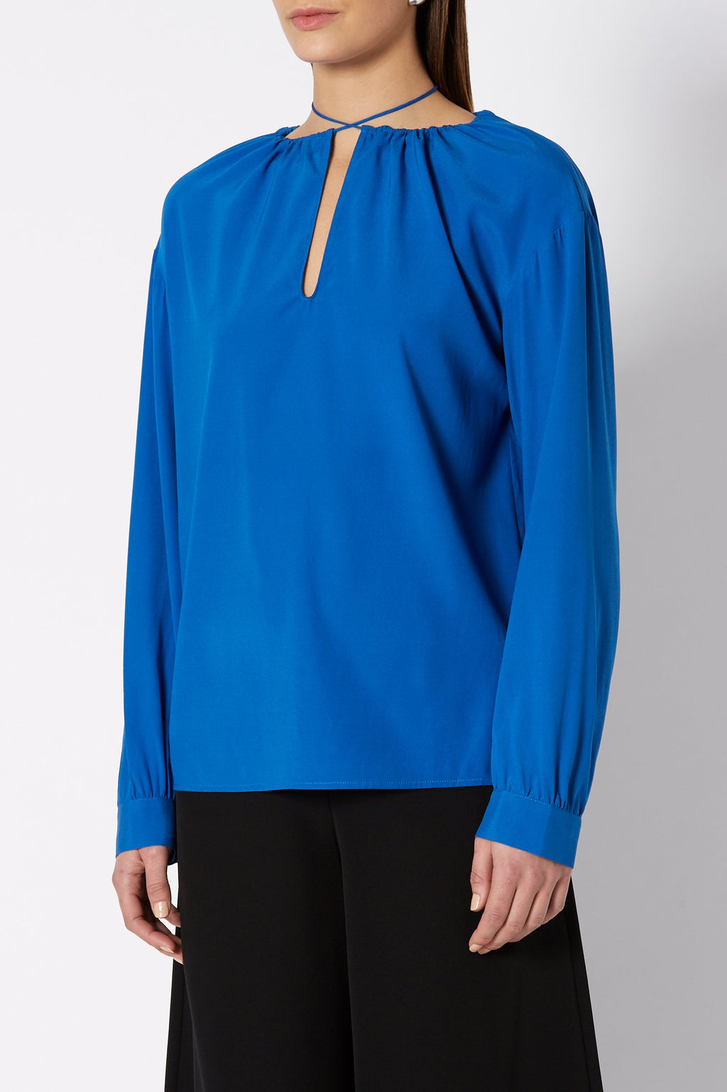 SILK GATHER NECK BLOUSE