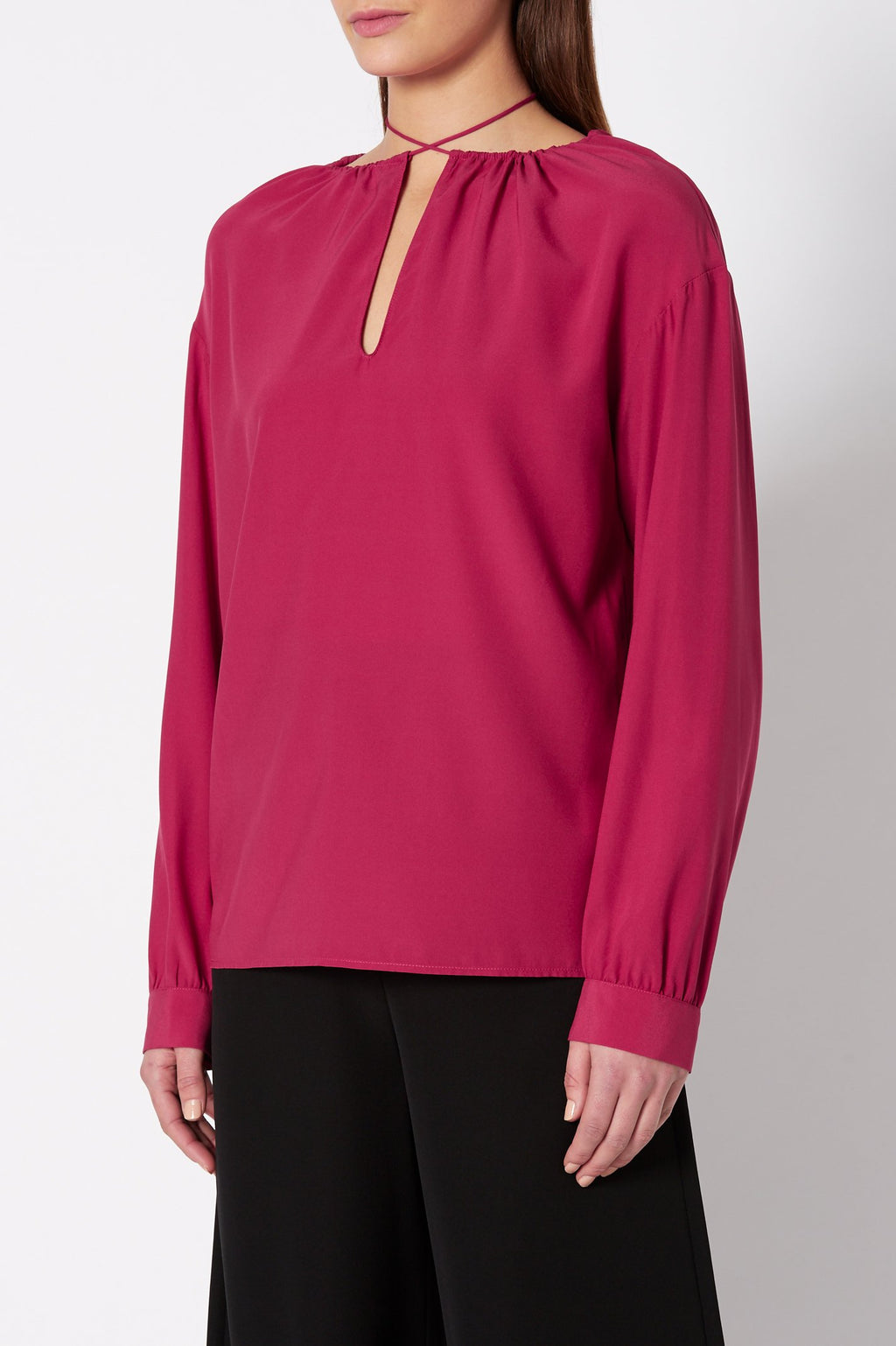 SILK GATHER NECK BLOUSE