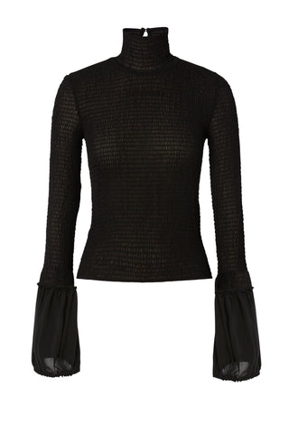 SILK SHIRRED BLOUSE
