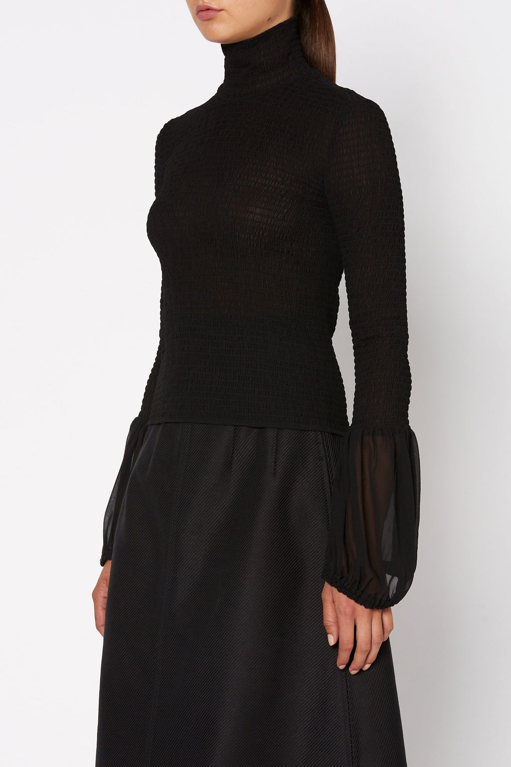 SILK SHIRRED BLOUSE