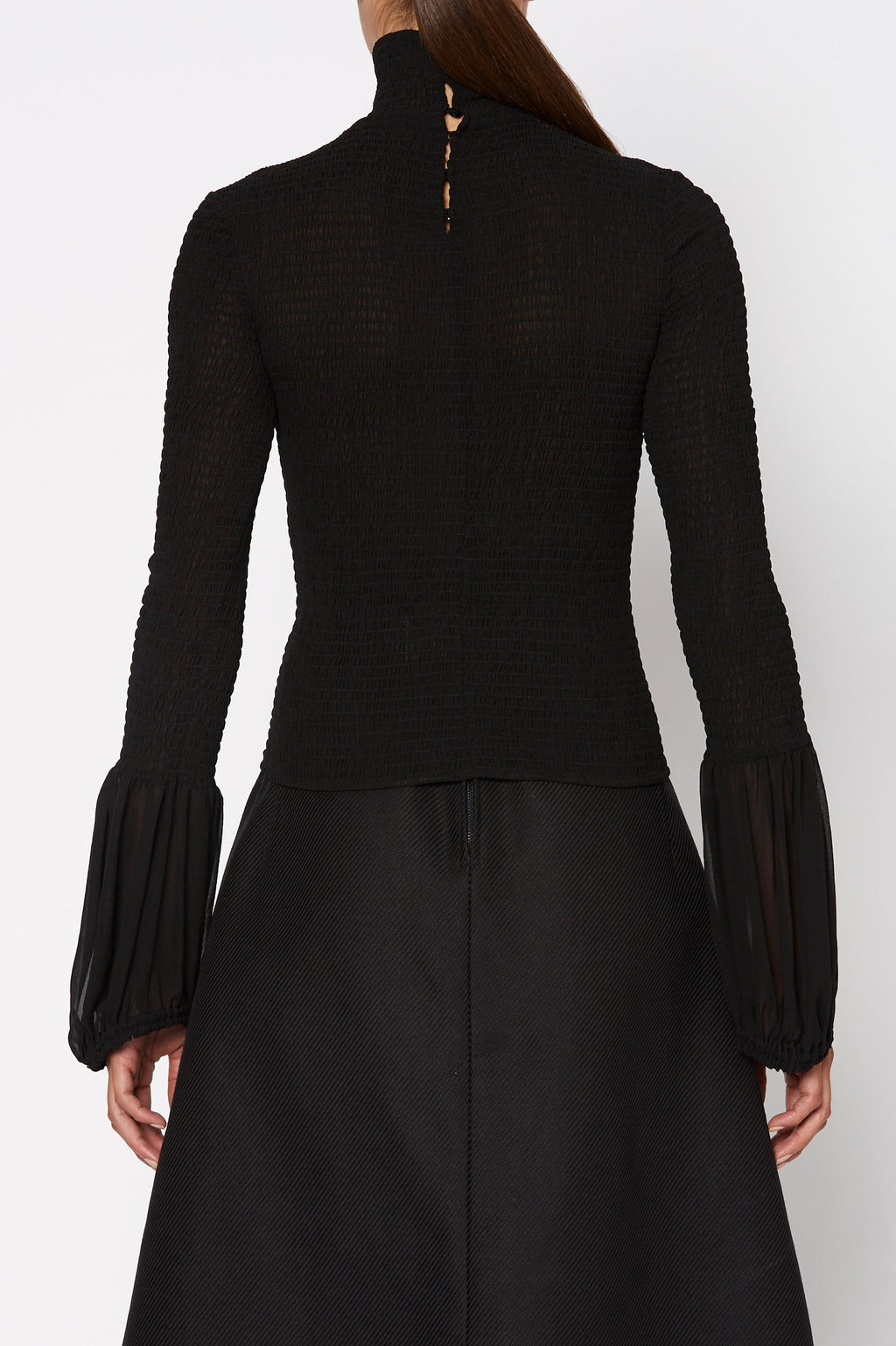 SILK SHIRRED BLOUSE