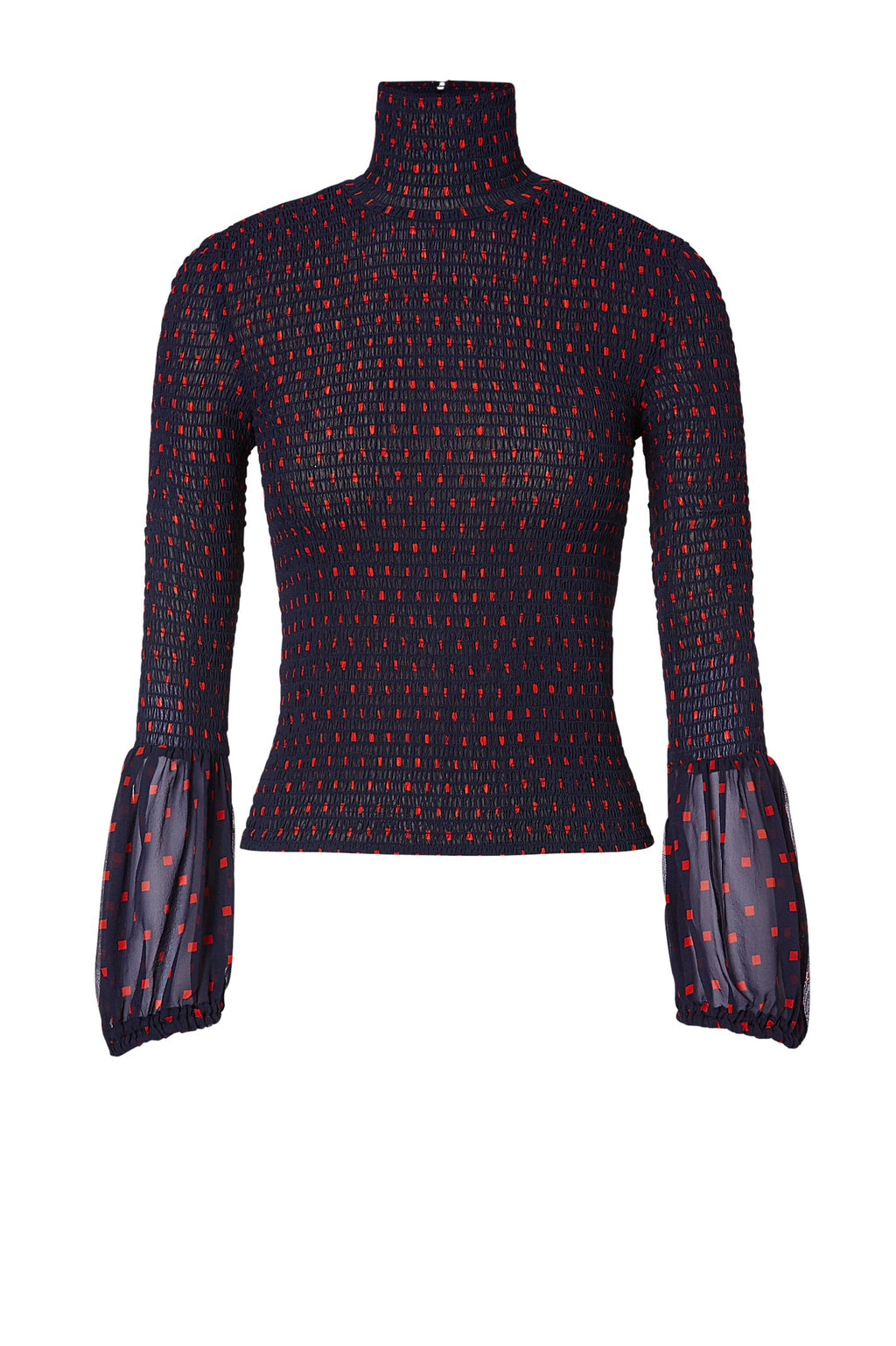 SILK PRINTED SHIRRED BLOUSE