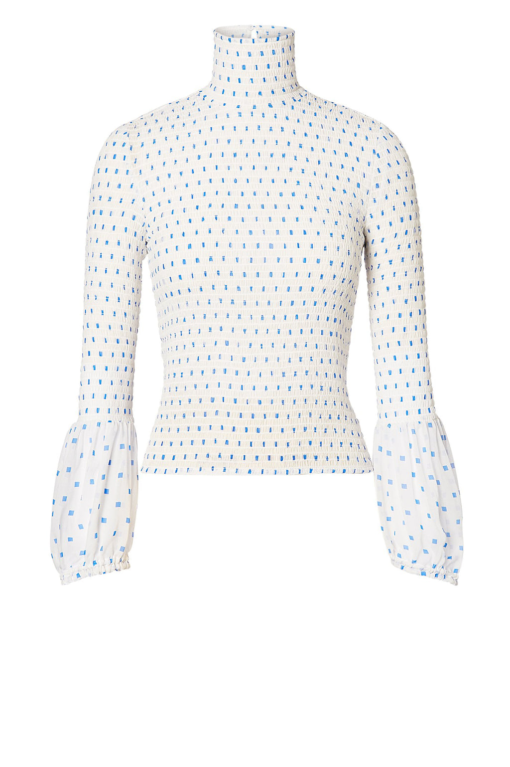 SILK PRINTED SHIRRED BLOUSE