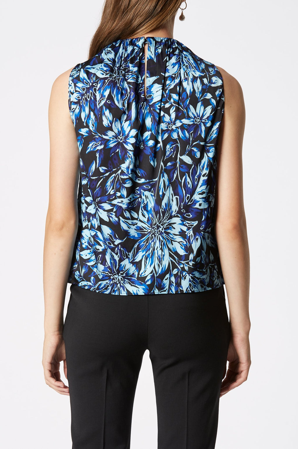 PRINTED GATHERED NECK TANK