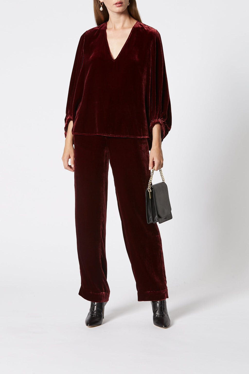VELVET V NECK BLOUSE